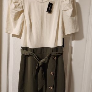 Dress green and beige Express size s